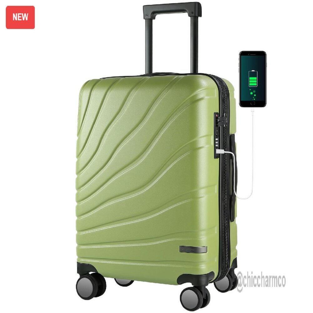 20" Expandable Hard Shell Carry-On Luggage With Spinner Wheels & Tsa Lock